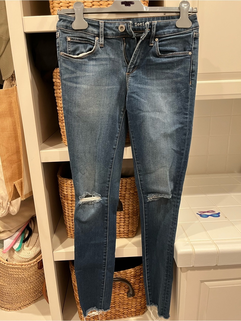 ARTICLES OF SOCIETY Medium Blue Distressed Skinny Jeans